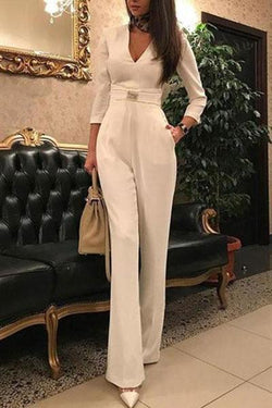 Elegant White Formal Jumpsuit