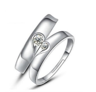 Silver heart diamond ring