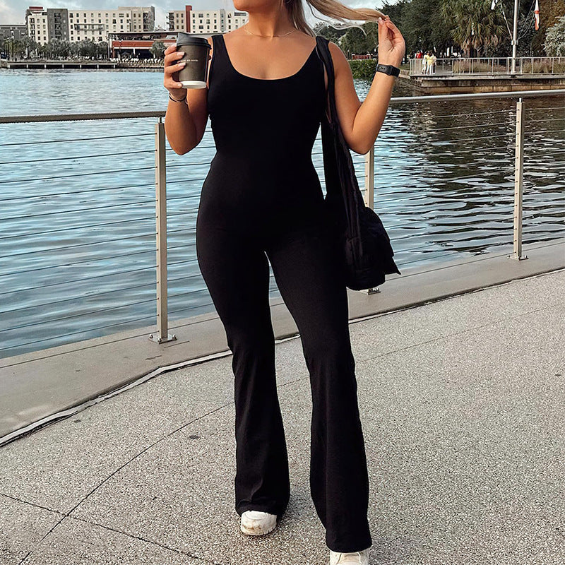 Slim Fit Hip Raise Jumpsuit Sexy Backless