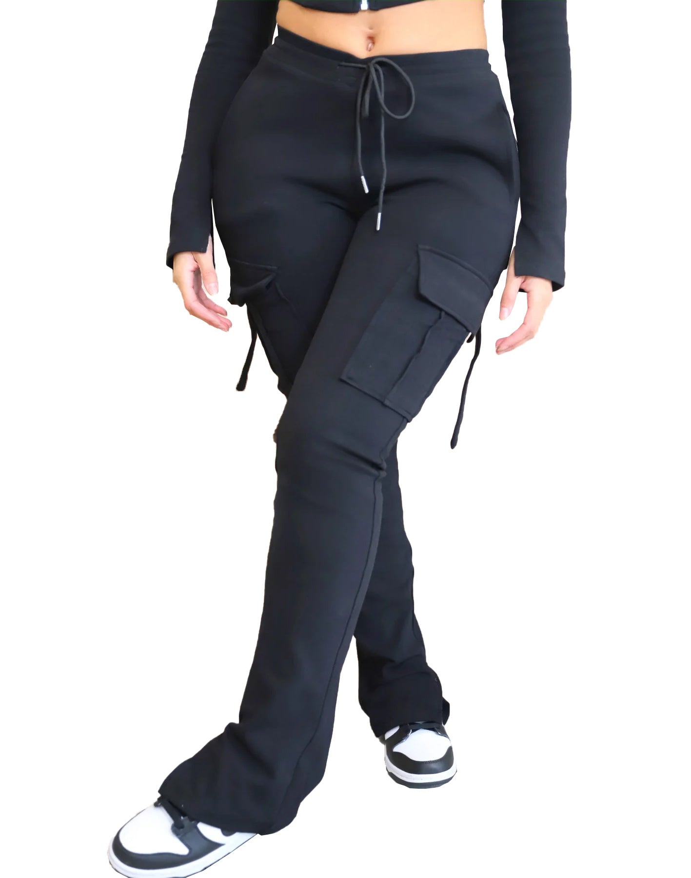 Tight Sportswear Multi-pocket Overalls With Coat And Cap Suit Pants