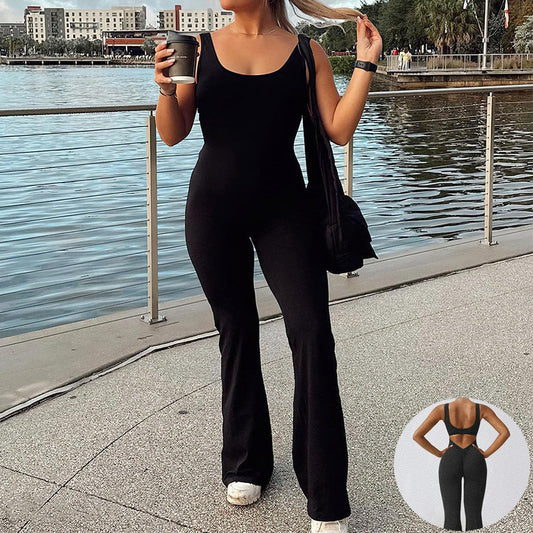 Slim Fit Hip Raise Jumpsuit Sexy Backless