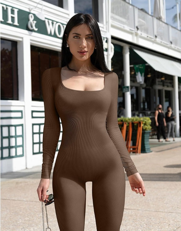 Seamless Jumpsuit Long Sleeve Shapewear Hip Lift