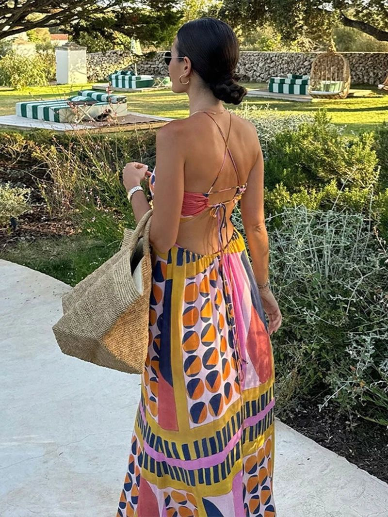 Geo Sunset Backless Maxi