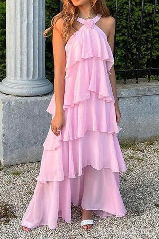 Blush Cascade Tiered Dress