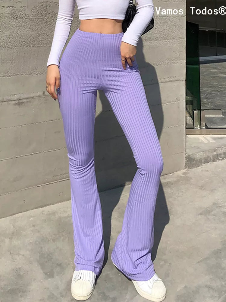 Ribbed Flare Pants