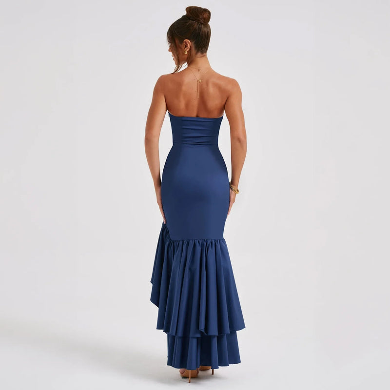 Azure Ruffle Elegance Gown