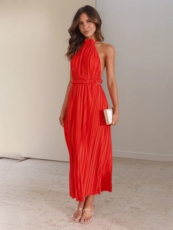 Pleated Halter Dress