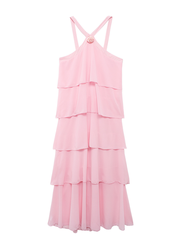 Blush Cascade Tiered Dress