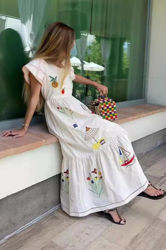 Embroidered Escape Maxi